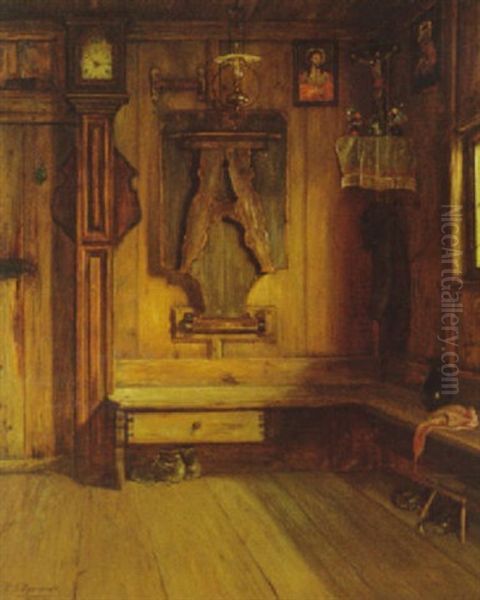 Sydtysk Almueinterior Oil Painting by Paul Felgentreff