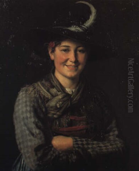 Young Girl In Tyrolean Costume Oil Painting by Paul Felgentreff