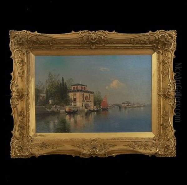 Venetian Canal Scene Oil Painting by Karl Eugene Felix