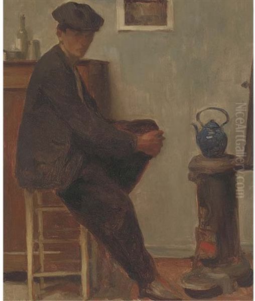 Portrait Of A Seated Man (the Artist?) Oil Painting by Leon-Pierre Felix