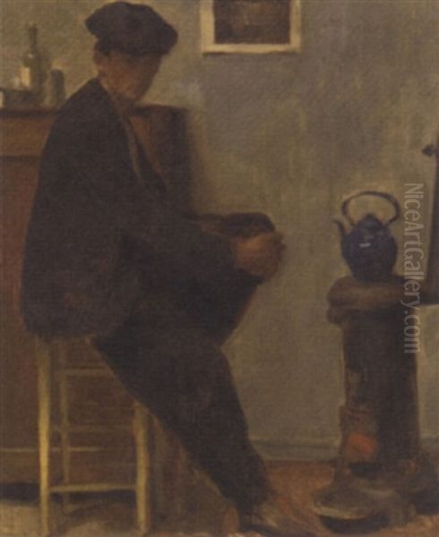 Portrait Of A Seated Man (the Artist?) Oil Painting by Leon-Pierre Felix