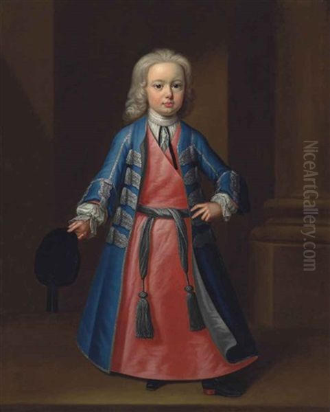 Portrait Of Peter Brooke (1722-1783), Full Length, In Oriental Costume, A Black Tasselled Hat In His Right Hand, In An Interior Oil Painting by James Fellowes