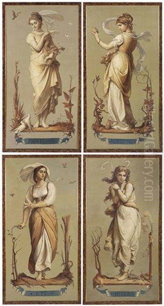 Les Quatres Saisons (the Four Seasons) (4) Oil Painting by Joseph Felon