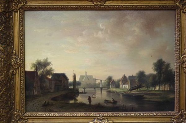 Scheepswerfje En Vissers Aan De Dorpsrand Oil Painting by Jan Jacob Fels