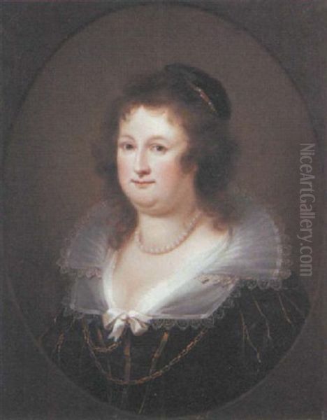 Portrait Of Maria Freiherrn Von Wamboldt Wearing 17th Century Dress Oil Painting by Casper Carl Felsel