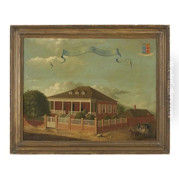 A North-east View Of The House Of Mr. Emanuel Lousada, Kingston, Jamaica Oil Painting by Samuel Felsted