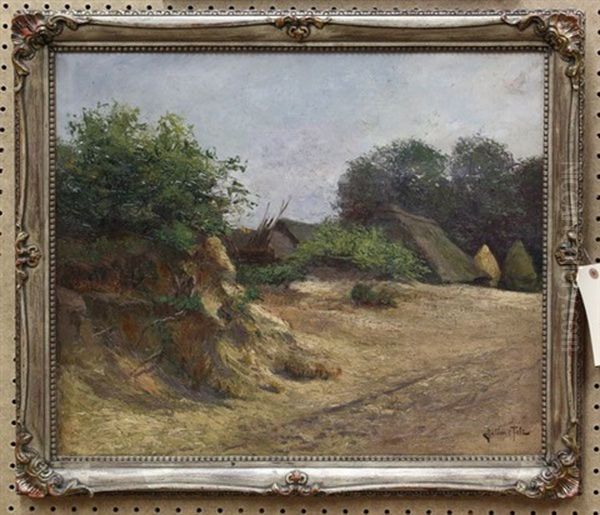 Landscape With Thatched-roof Buildings Oil Painting by Julien t' Felt