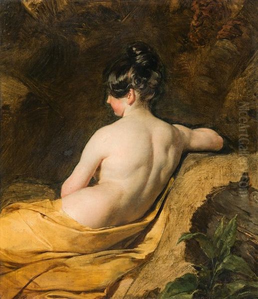 Female Nude From Behind Oil Painting by Peter Fendi