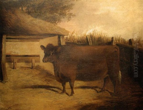 Prize Cow Oil Painting by George Fenn