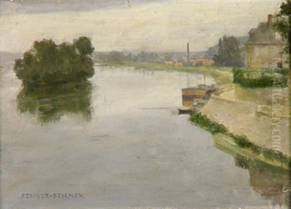 Abenddammerung An Der Seine Bei Vernon Oil Painting by Hermann Fenner-Behmer