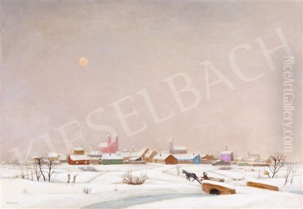 Snowy Landscape (fairy-tale Landscape) Oil Painting by Adolf Fenyes