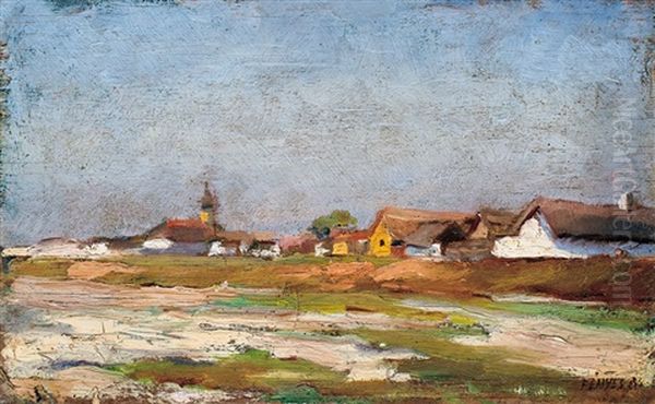 View Of Kecskemet Oil Painting by Adolf Fenyes