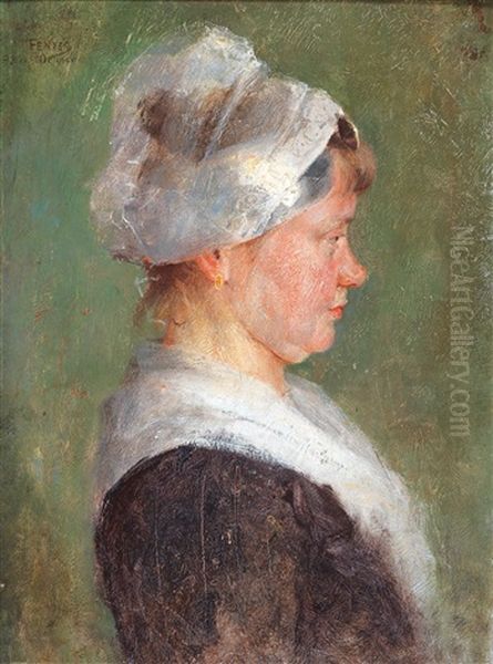 Profile Portrait Of A Girl Oil Painting by Adolf Fenyes