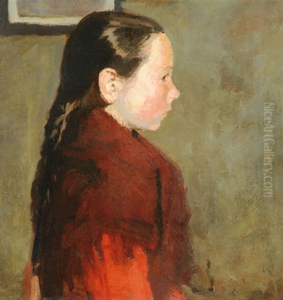 Girl In Shawl Oil Painting by Adolf Fenyes