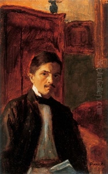 Onarckep Muteremben (self-portrait In The Studio) Oil Painting by Adolf Fenyes