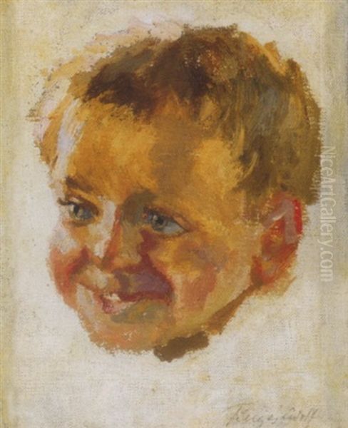 Kisfiu (boy) Oil Painting by Adolf Fenyes