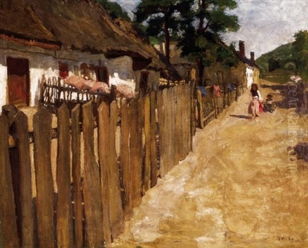 Napsutotte Utca (sunlit Street) Oil Painting by Adolf Fenyes