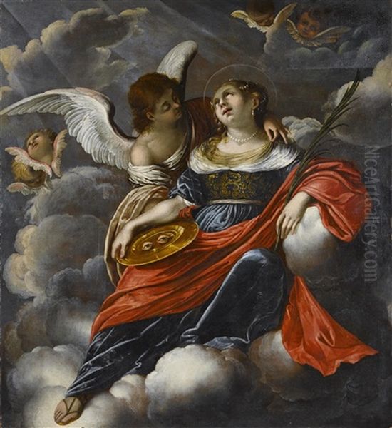 Santa Lucia In Gloria Oil Painting by Ferrau Fenzoni