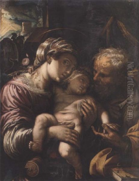 The Holy Family Oil Painting by Ferrau Fenzoni