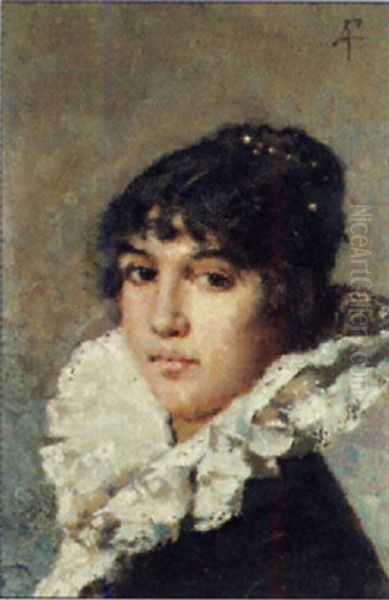 Bildnis Einer Jungen Frau Oil Painting by Adolfo Feragutti Visconti