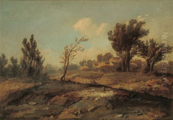 Paisaje Con Pueblo Al Fondo by Enrique Ferau Alsina