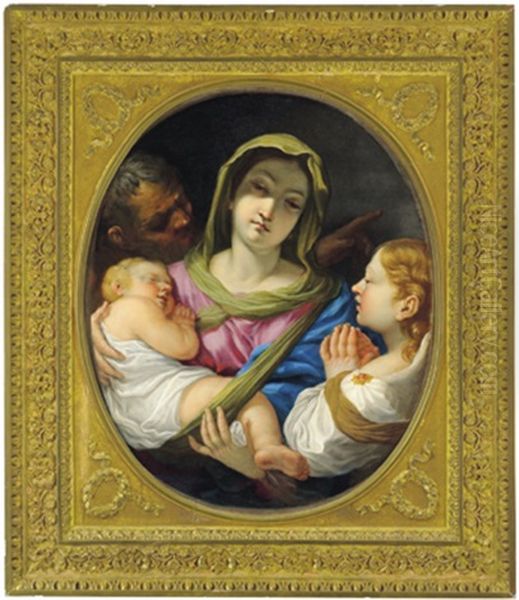 La Sacra Famiglia Con Un'angelo: Die Heilige Familie Mit Engel Oil Painting by Francesco (Imperiali) Ferdinandi