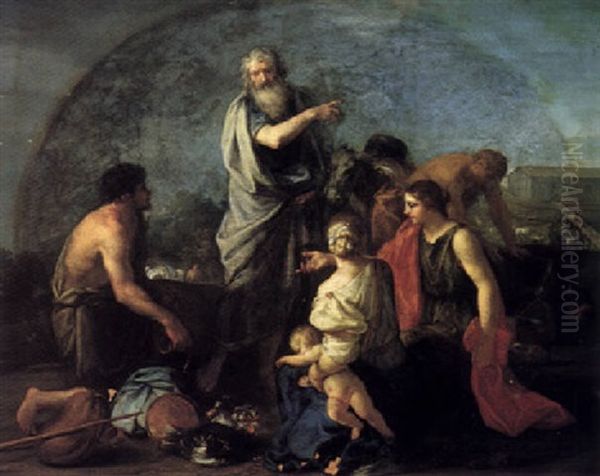 Noah And His Family Preparing To Board The Ark Oil Painting by Francesco (Imperiali) Ferdinandi