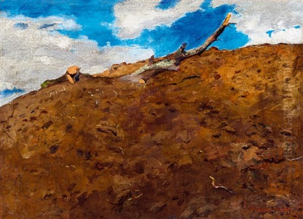 Spring Landscape (hillside) Oil Painting by Karoly Ferenczy