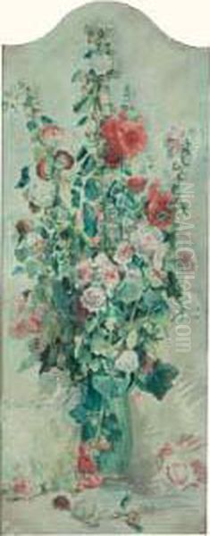 Bouquet De Roses Tremieres Oil Painting by Zacharie Astruc