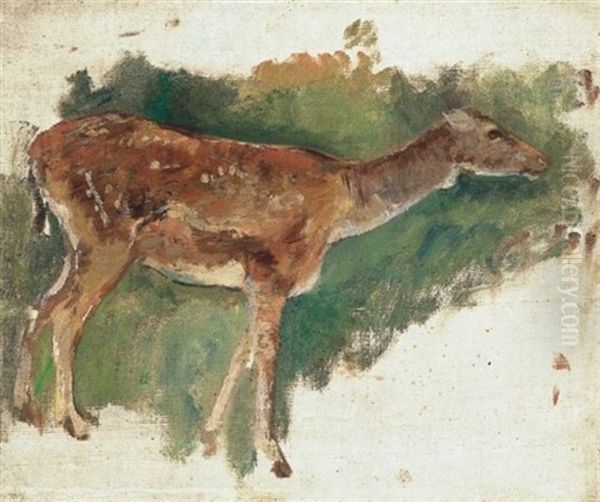 Ozike (fawn) Oil Painting by Karoly Ferenczy