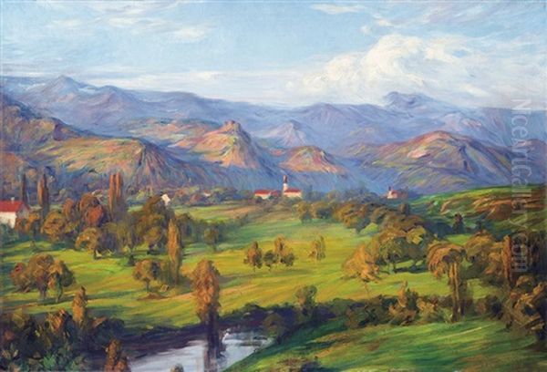 Landscape With Brooklet (maramaros) Oil Painting by Valer Ferenczy