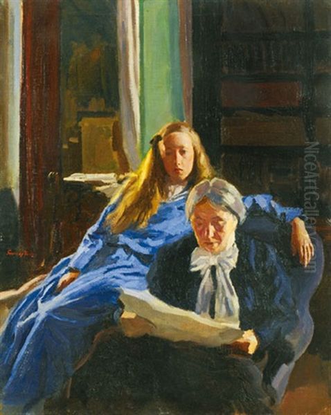 In The Family Home Oil Painting by Valer Ferenczy