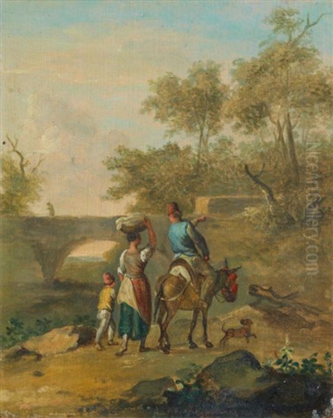 Travellers On A Country Path Oil Painting by Franz de Paula Ferg