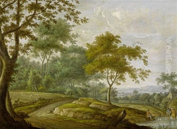 Idyllische Landschaften (pair) Oil Painting by Franz de Paula Ferg