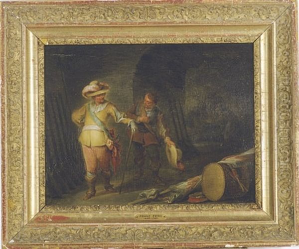 An Officer And Soldiers In A Guardroom Oil Painting by Franz de Paula Ferg