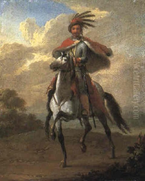 Hussar On Horseback Oil Painting by Franz de Paula Ferg