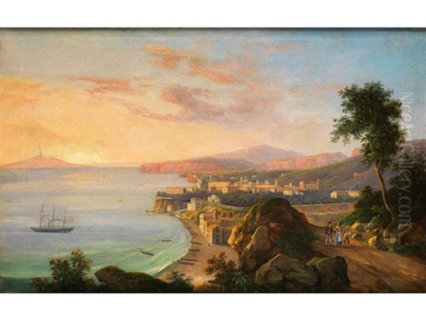 Blick Von Den Umliegenden Hugeln Auf Sorrent, 1864 Oil Painting by Salvatore Fergola