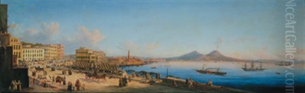 Neapel Von Santa Lucia Aus Gesehen Oil Painting by Salvatore Fergola