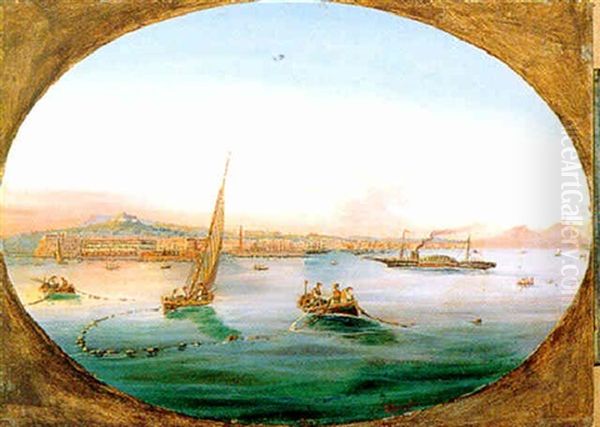 Napoli Vista Dal Mare Oil Painting by Salvatore Fergola