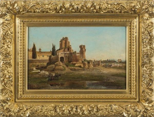 Roman Ruins Oil Painting by Henry A. Ferguson