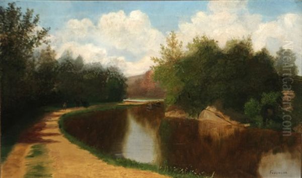 Along The Canal Oil Painting by Henry A. Ferguson