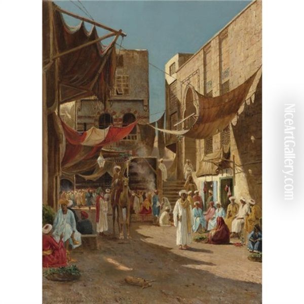 A Day In The Market Oil Painting by Henry A. Ferguson