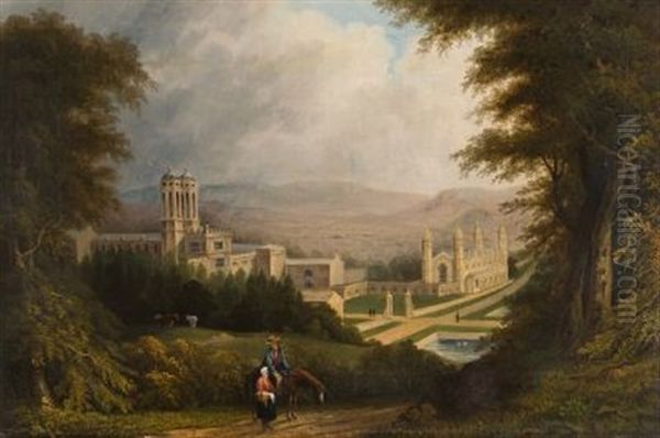 Idealer Blick Auf Eine Klosteranlage In Hugeliger Landschaft Oil Painting by James Ferguson