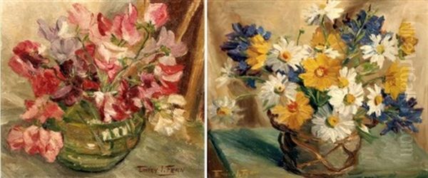 Still Life Of Daisies (+ Still Life Of Sweetpeas; 2 Works) by Emily Isabelle Fern