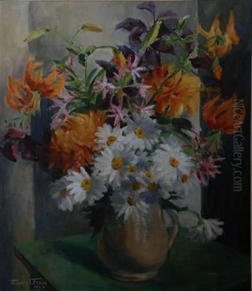 A Still Life With Flowers In A Jug by Emily Isabelle Fern