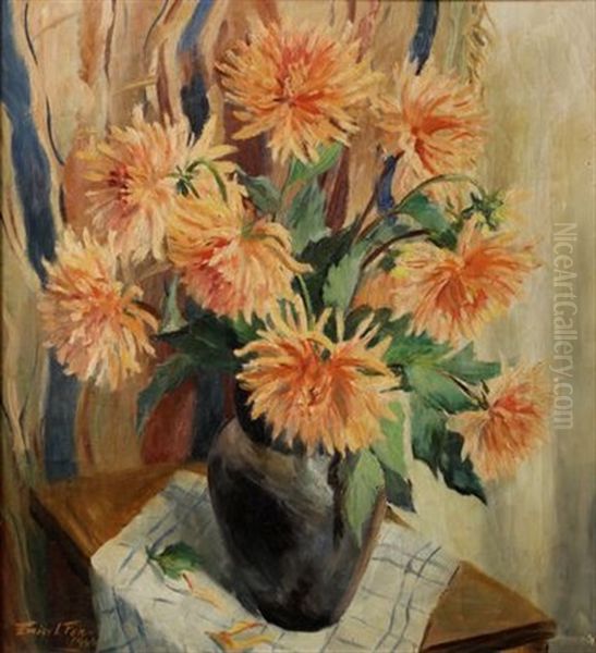 Dahlias In A Vase by Emily Isabelle Fern