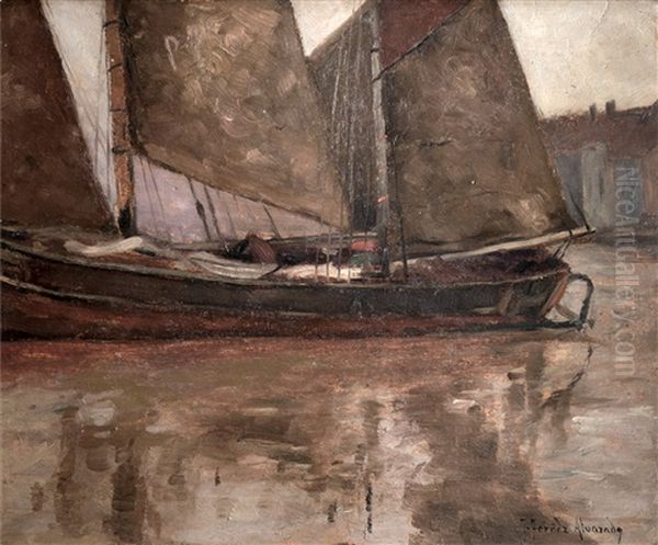 Barcas Oil Painting by Jose Fernandez Alvarado