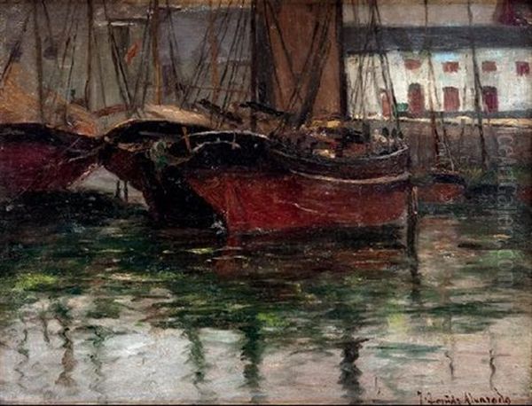 Barcas Oil Painting by Jose Fernandez Alvarado