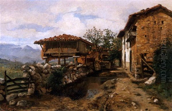 Paisaje Con Horreo Oil Painting by Telesforo Fernandez Cuevas