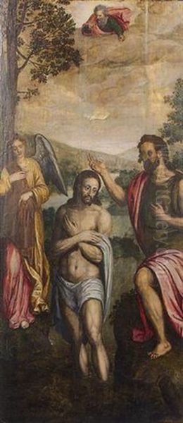 The Baptism Of Christ Oil Painting by Juan (El Mudo) Fernandez de Navarrete